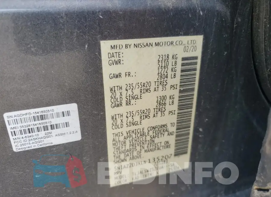 5N1AZ2DJXLN135207 Photo# 14
