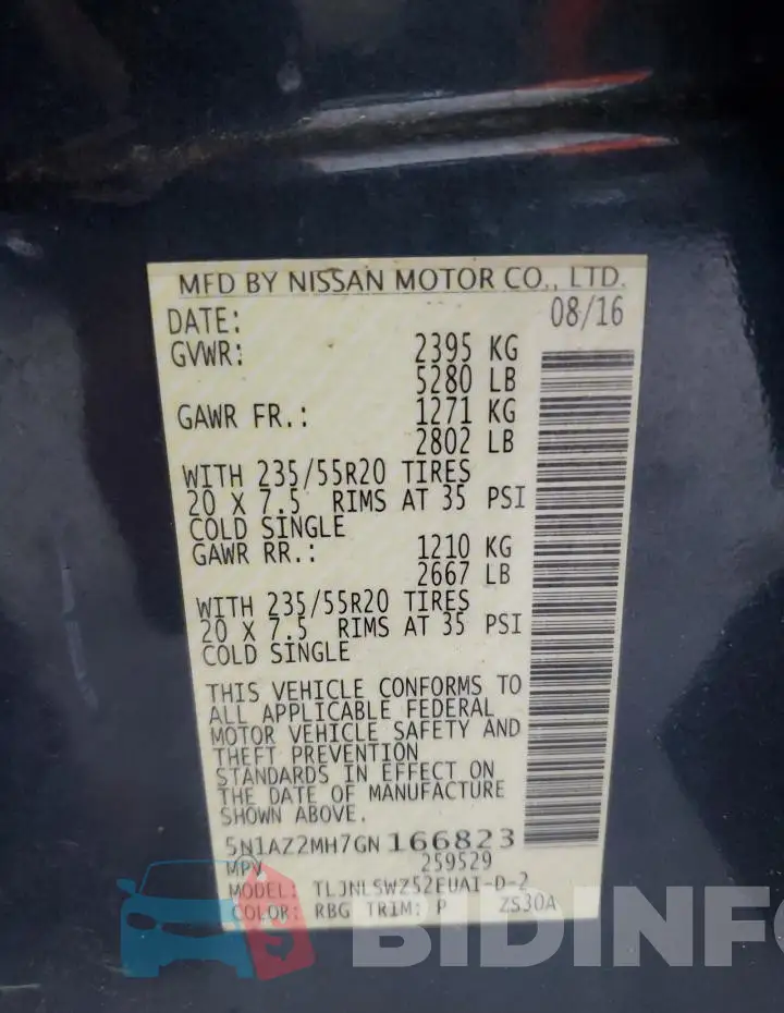 5N1AZ2MH7GN166823 Photo# 13