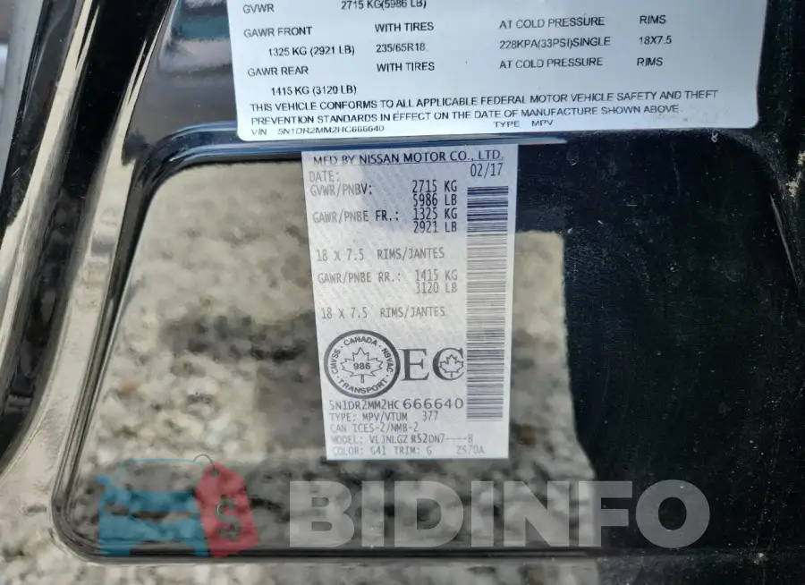 5N1DR2MM2HC666640 Photo# 13