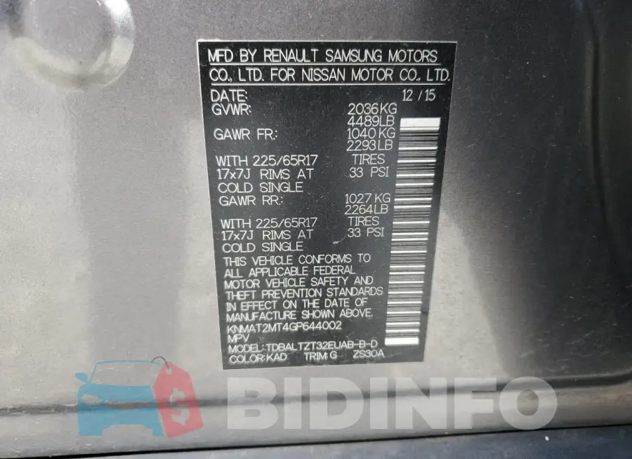 KNMAT2MT4GP644002 Photo# 13