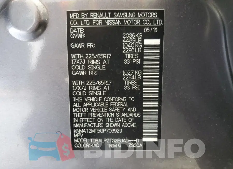 KNMAT2MT5GP703929 Photo# 13