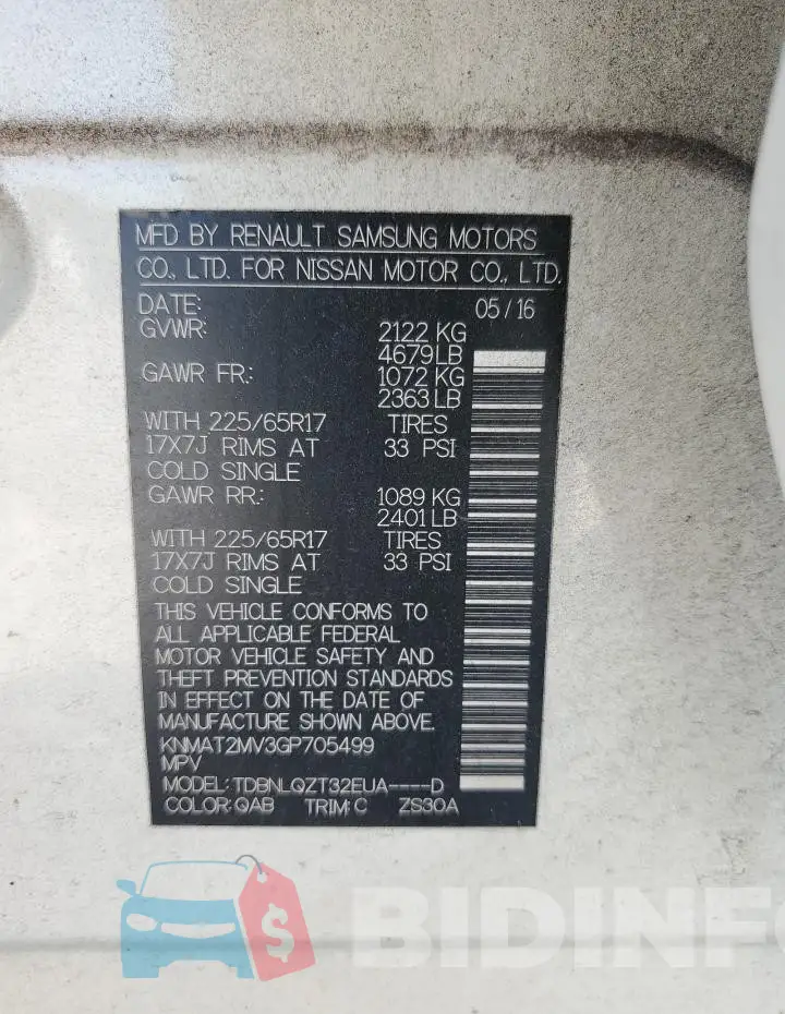 KNMAT2MV3GP705499 Photo# 13
