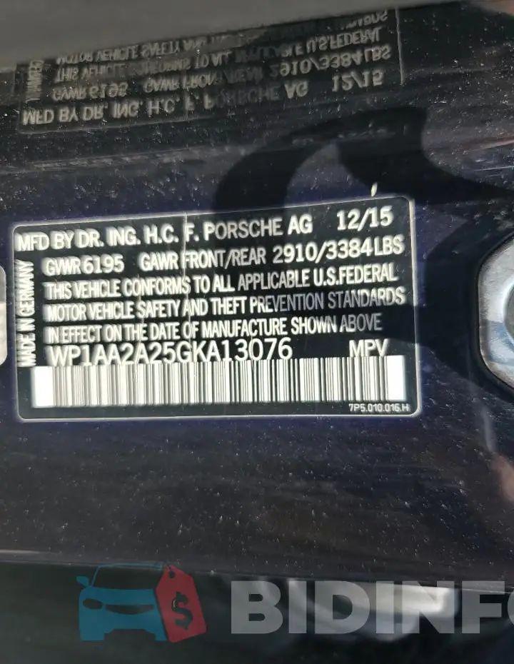 WP1AA2A25GKA13076 Photo# 13