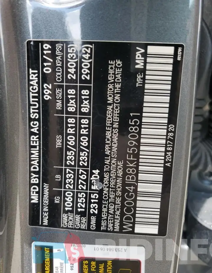 WDC0G4JB8KF590851 Photo# 13