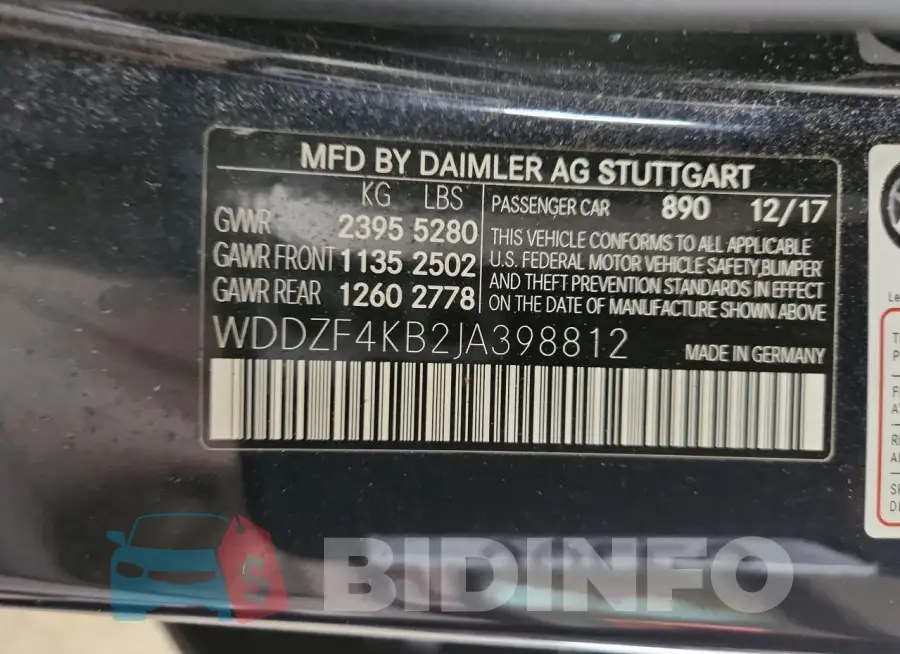 WDDZF4KB2JA398812 Photo# 12
