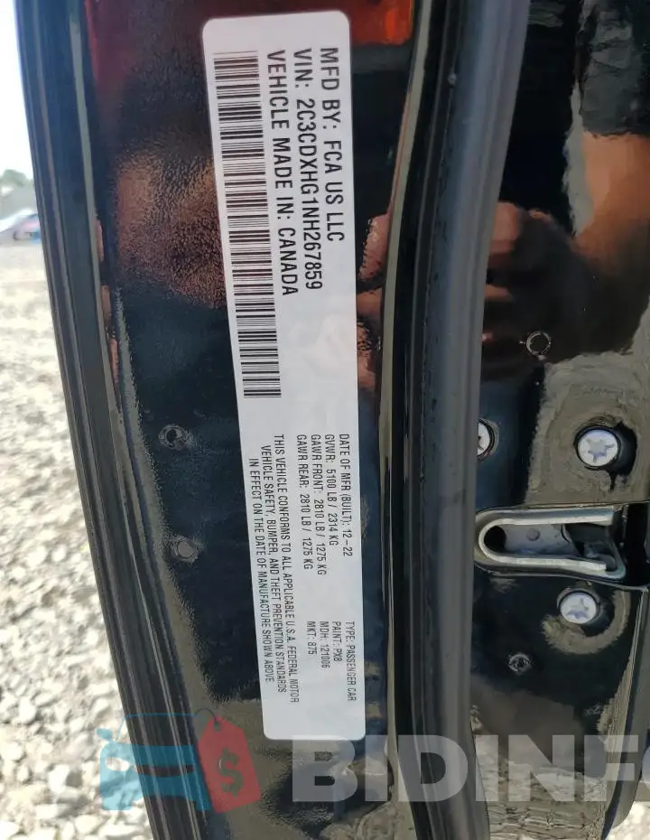 2C3CDXHG1NH267859 Photo# 12