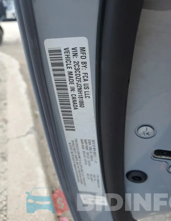 2C3CDZFJ2NH181860 Photo# 12