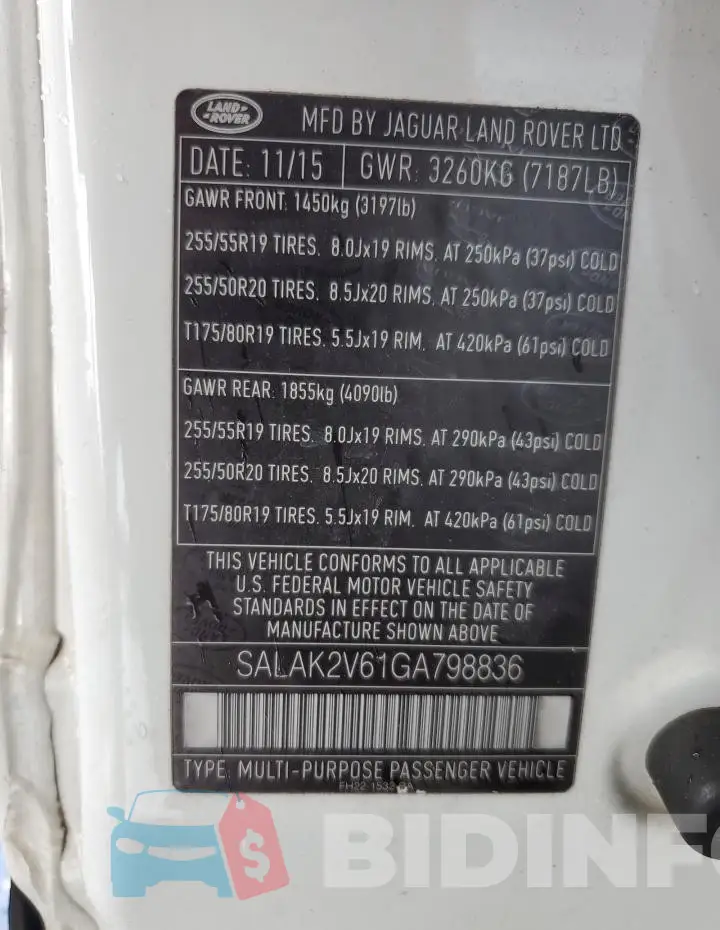 SALAK2V61GA798836 Photo# 13