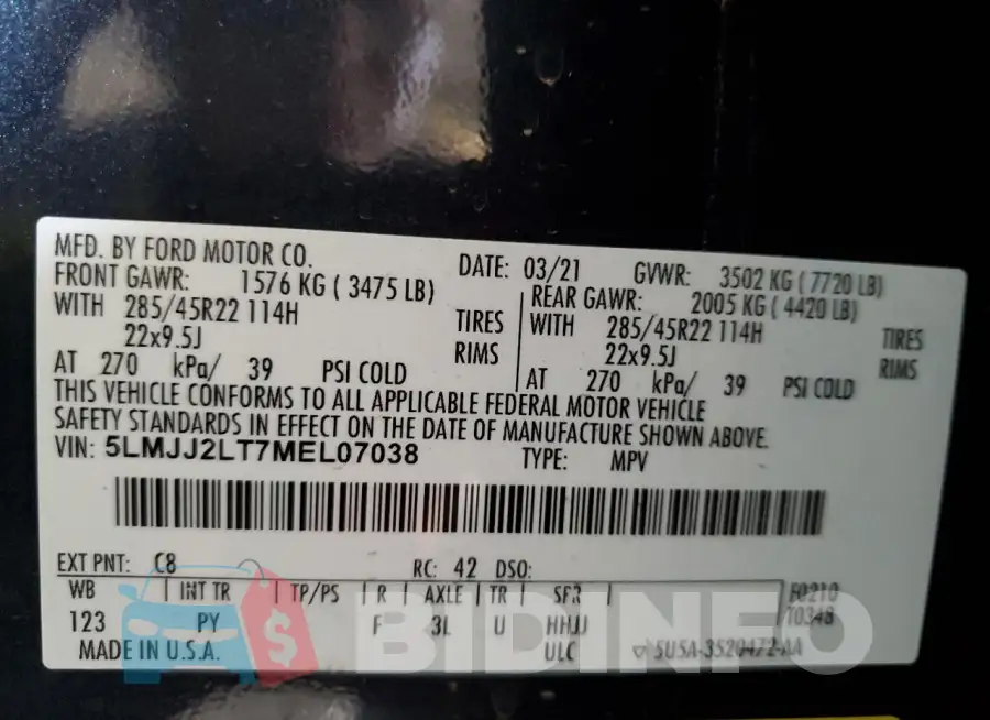 5LMJJ2LT7MEL07038 Photo# 13