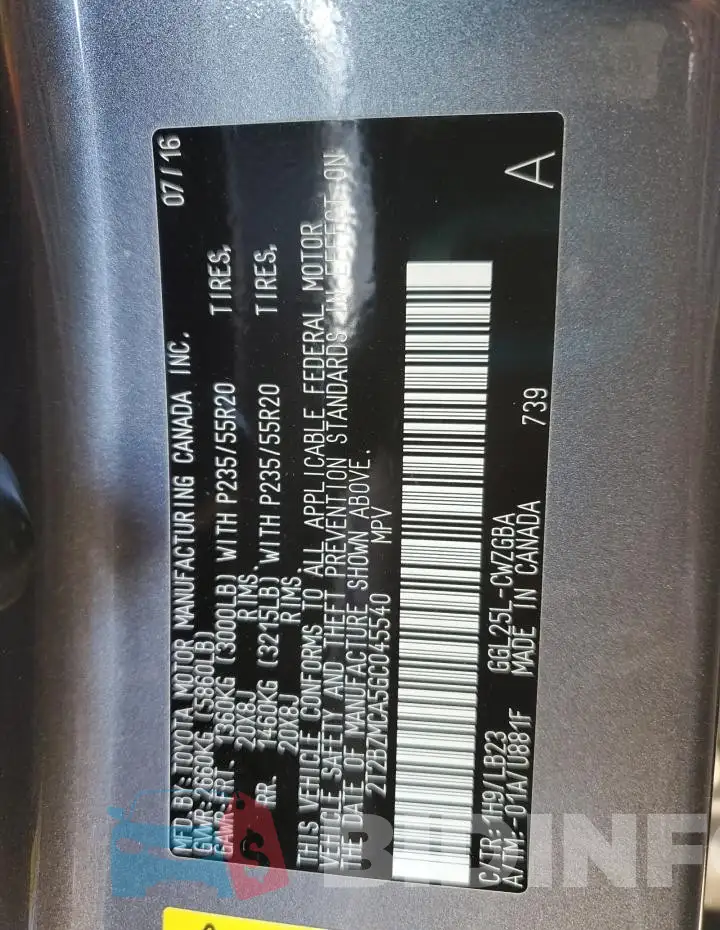 2T2BZMCA5GC045540 Photo# 14