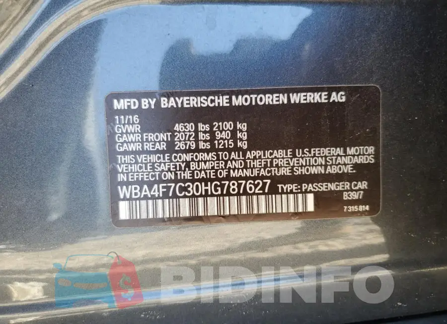 WBA4F7C30HG787627 Photo# 12
