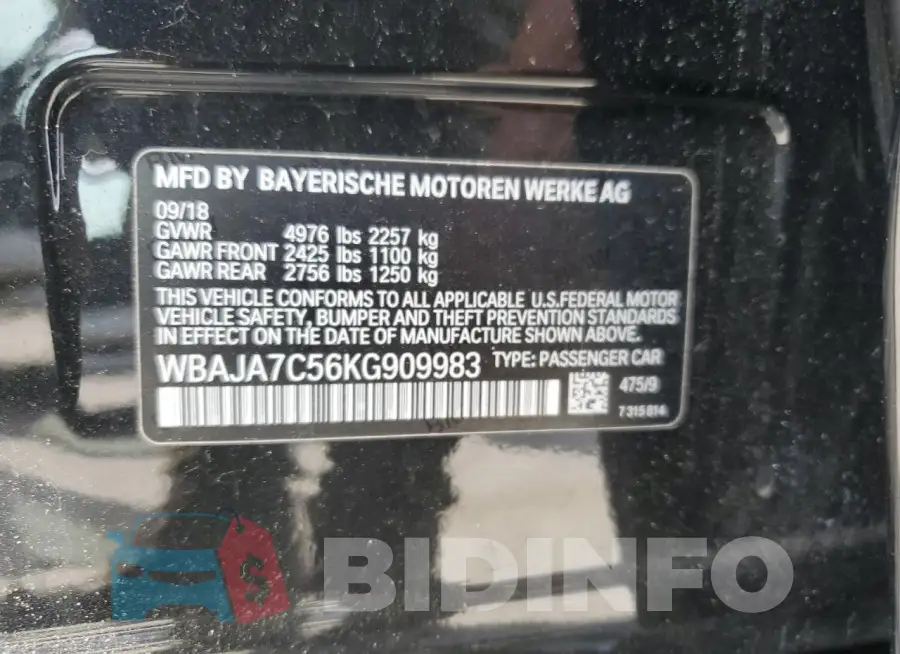 WBAJA7C56KG909983 Photo# 13