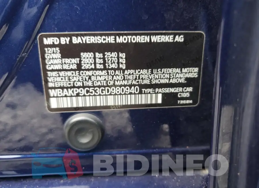WBAKP9C53GD980940 Photo# 12