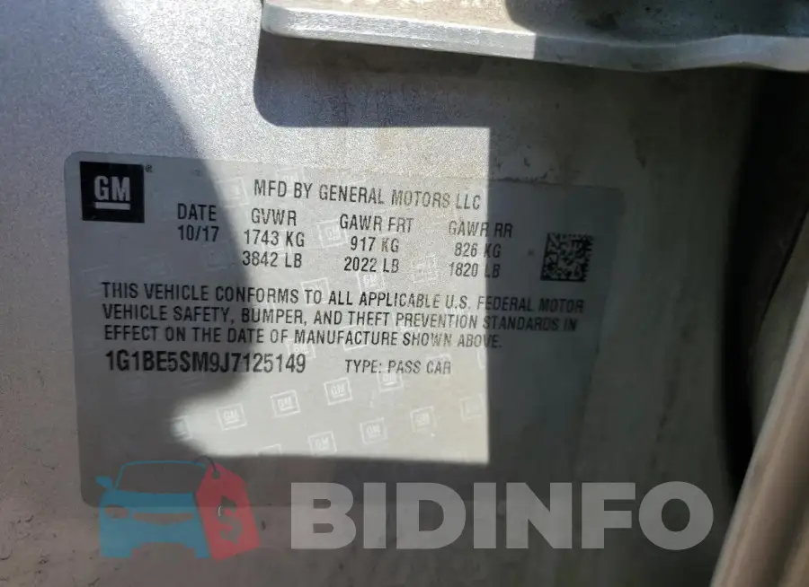 1G1BE5SM9J7125149 Photo# 12
