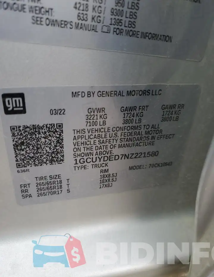 1GCUYDED7NZ221580 Photo# 12