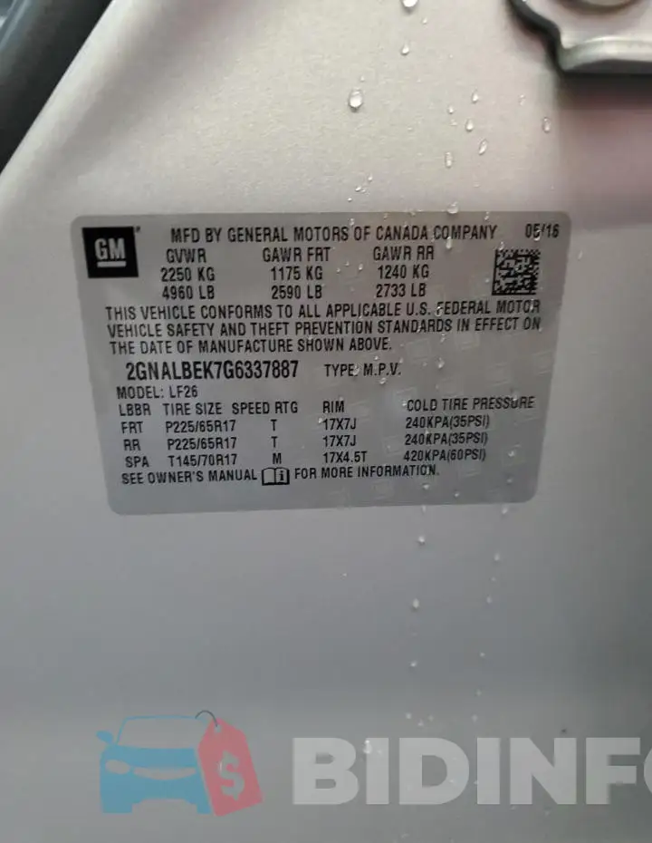 2GNALBEK7G6337887 Photo# 12
