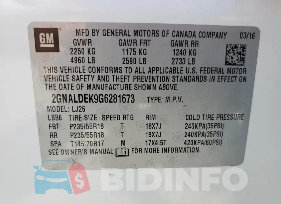 2GNALDEK9G6281673 Photo# 13