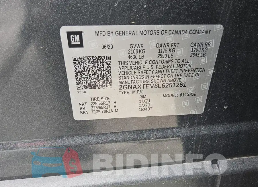 2GNAXTEV8L6251261 Photo# 13