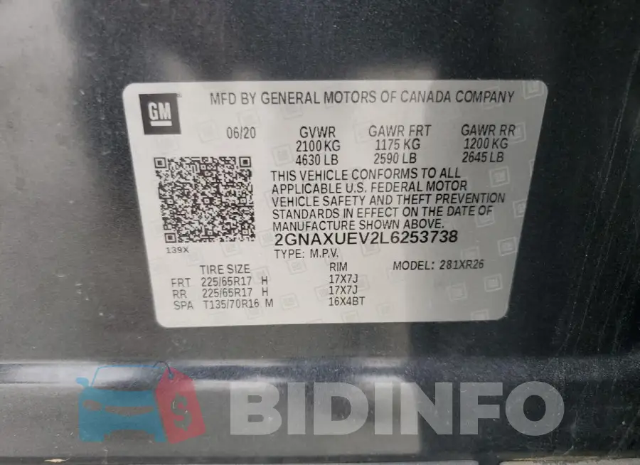 2GNAXUEV2L6253738 Photo# 13