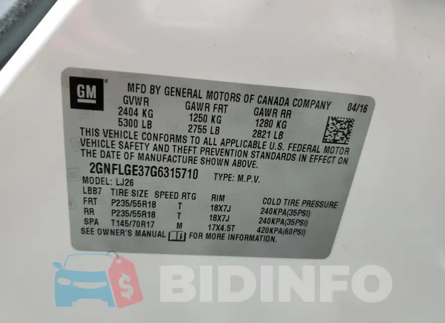 2GNFLGE37G6315710 Photo# 13