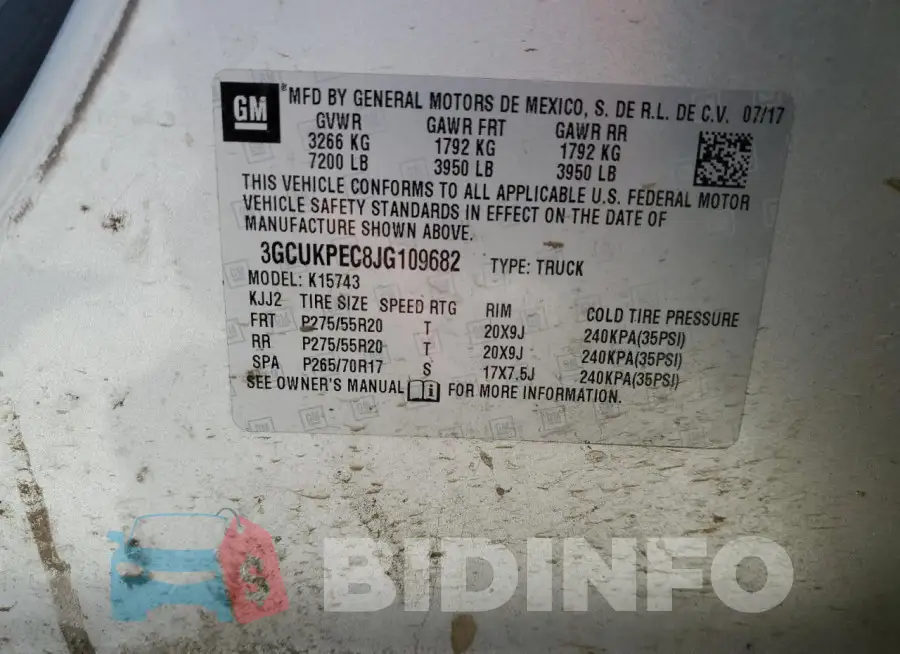 3GCUKPEC8JG109682 Photo# 12