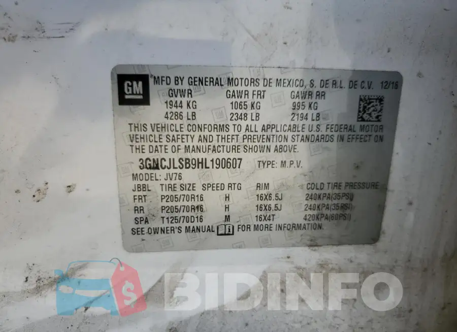 3GNCJLSB9HL190607 Photo# 13