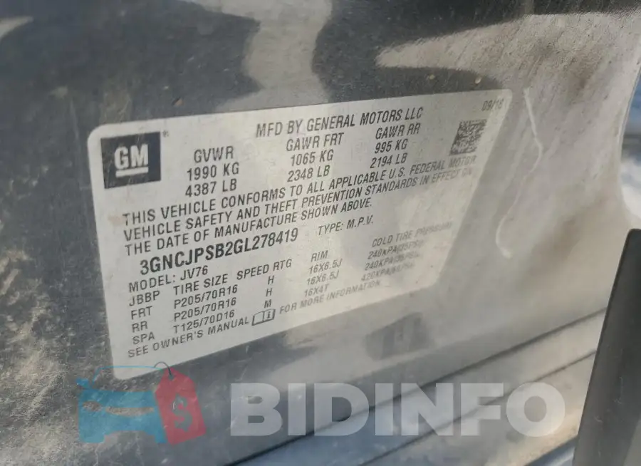 3GNCJPSB2GL278419 Photo# 14