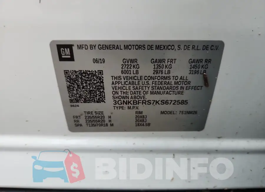 3GNKBFRS7KS672585 Photo# 12