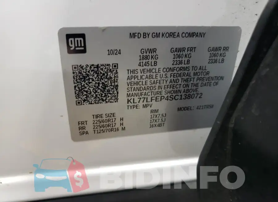 KL77LFEP4SC138072 Photo# 13