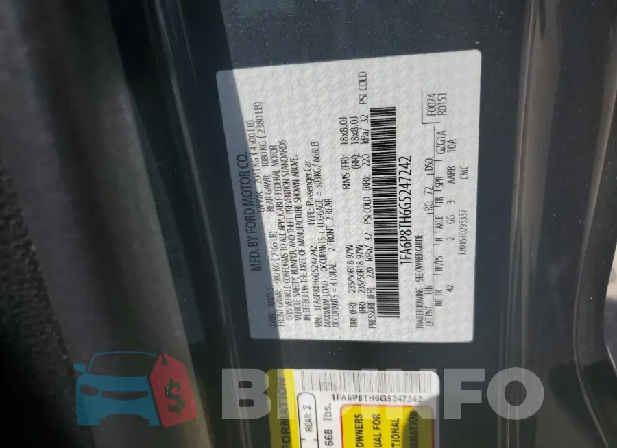 1FA6P8TH6G5247242 Photo# 12