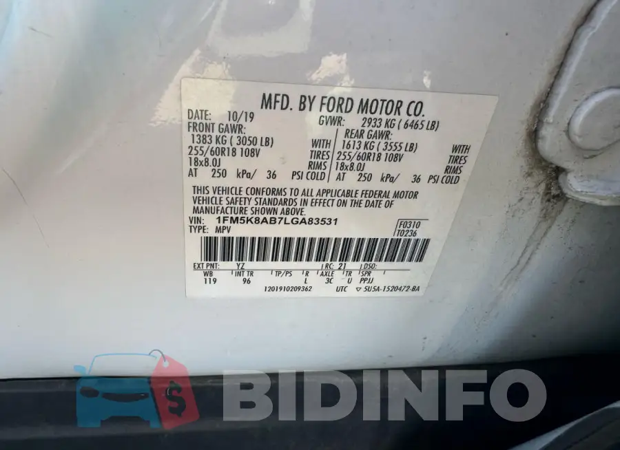 1FM5K8AB7LGA83531 Photo# 10