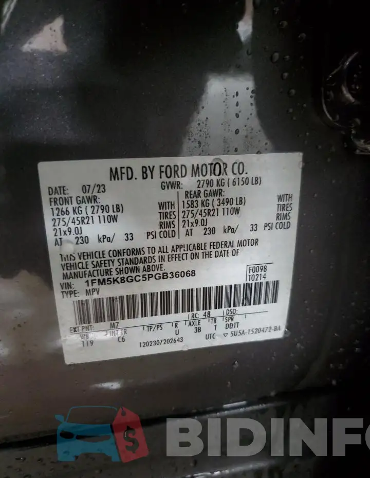 1FM5K8GC5PGB36068 Photo# 14
