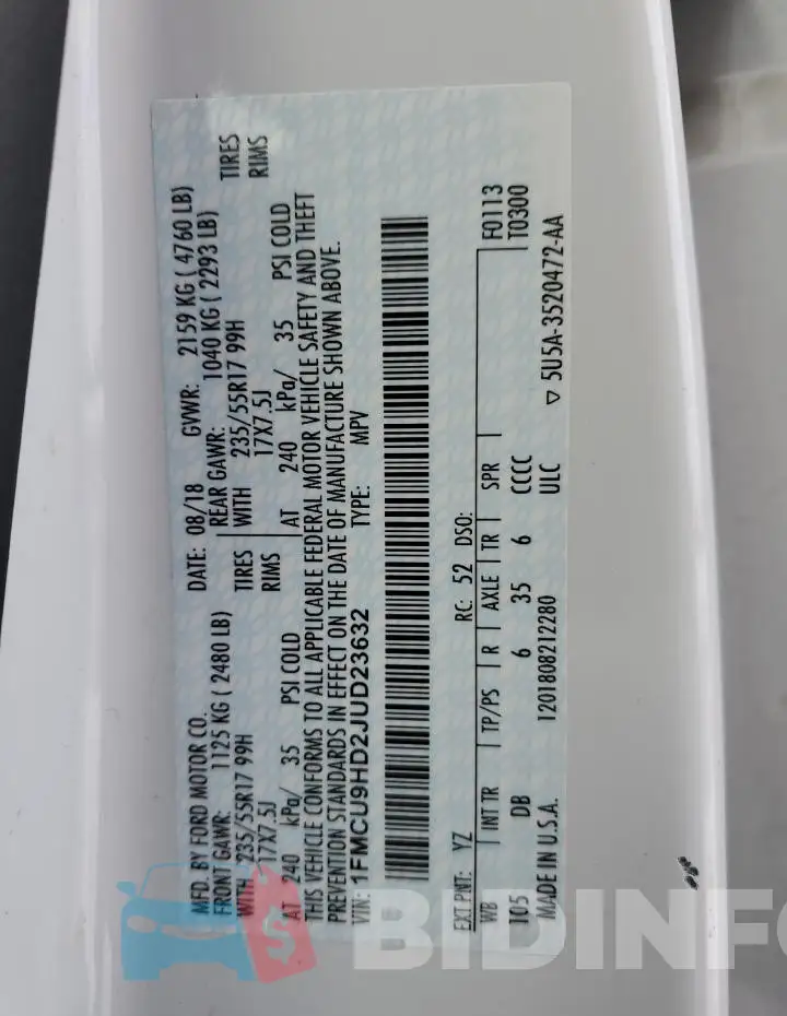1FMCU9HD2JUD23632 Photo# 13