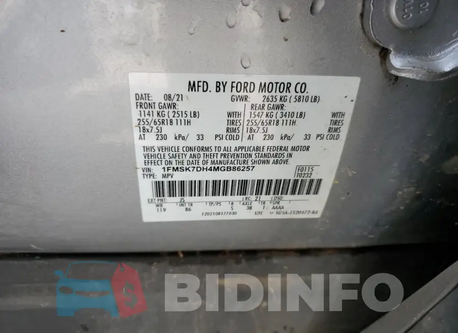 1FMSK7DH4MGB86257 Photo# 14