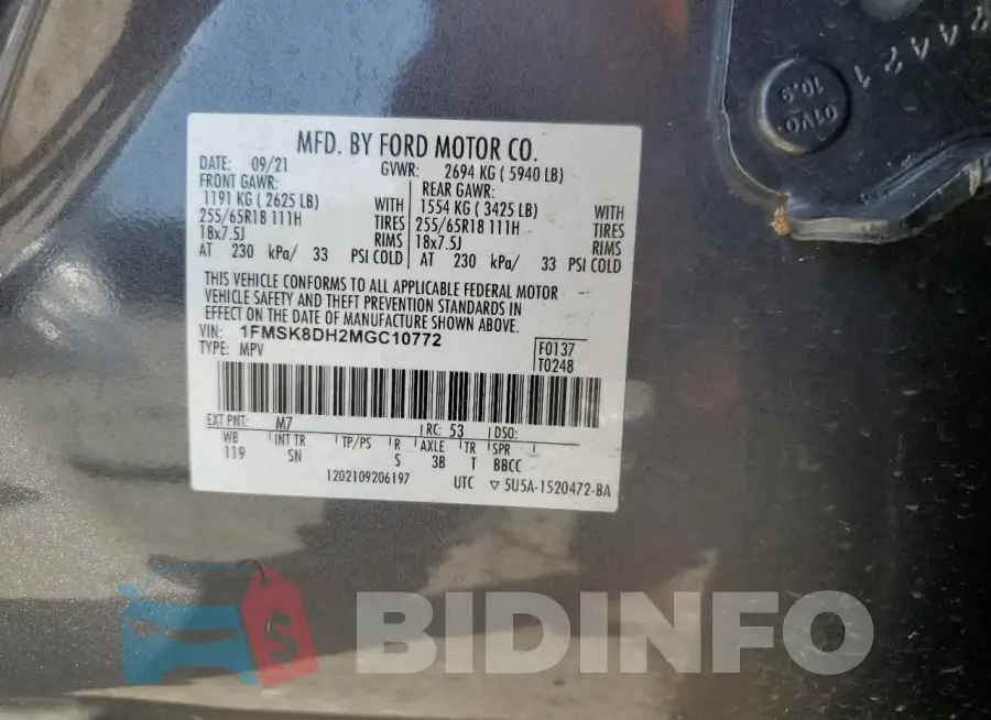 1FMSK8DH2MGC10772 Photo# 13