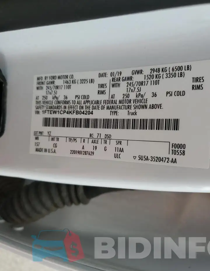 1FTEW1CP4KFB04204 Photo# 12