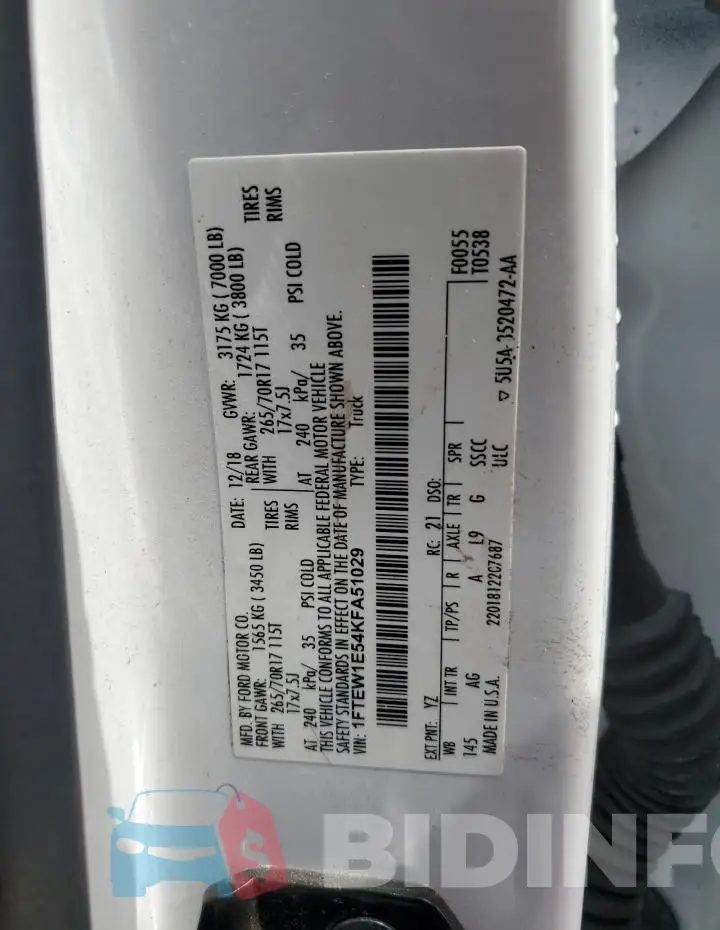 1FTEW1E54KFA51029 Photo# 12