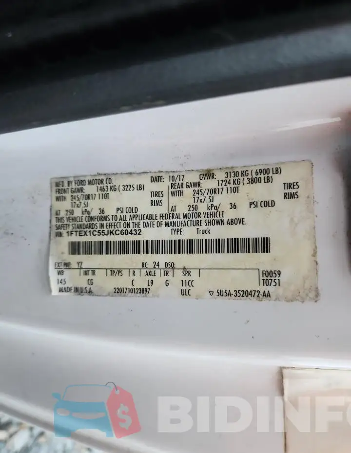 1FTEX1C55JKC60432 Photo# 13