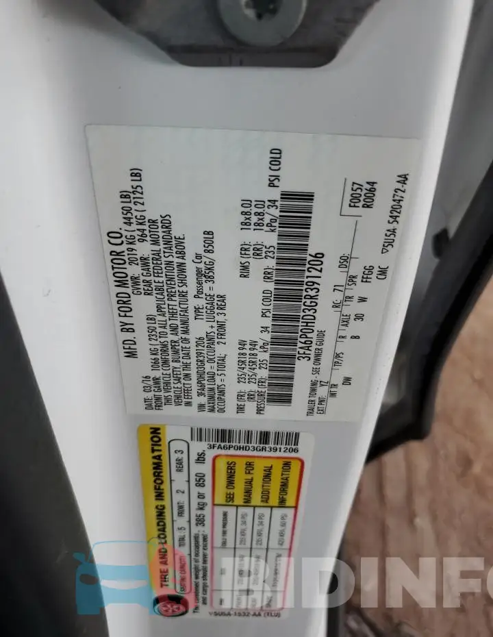 3FA6P0HD3GR391206 Photo# 13