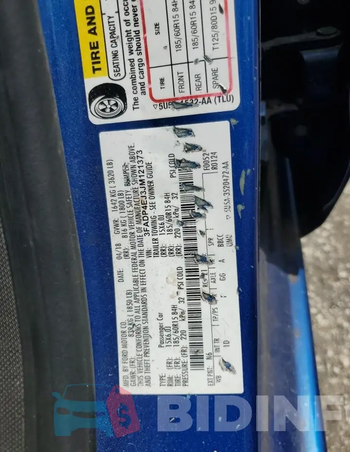 3FADP4EJ3JM121373 Photo# 12