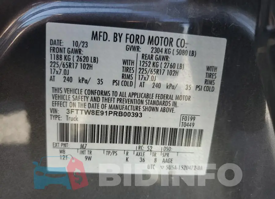 3FTTW8E91PRB00393 Photo# 12