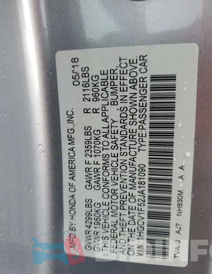 1HGCV1F52JA181090 Photo# 12
