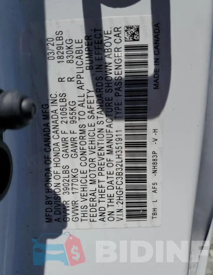 2HGFC3B32LH351911 Photo# 12