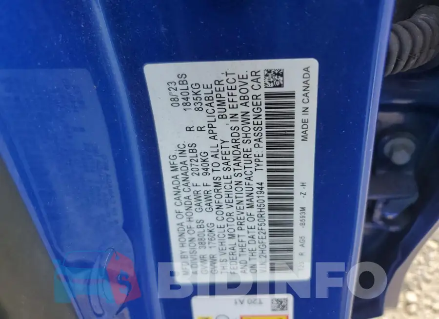 2HGFE2F50RH501944 Photo# 13