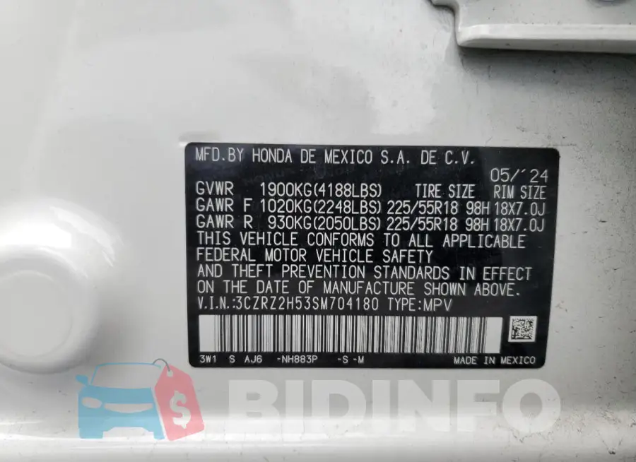 3CZRZ2H53SM704180 Photo# 13
