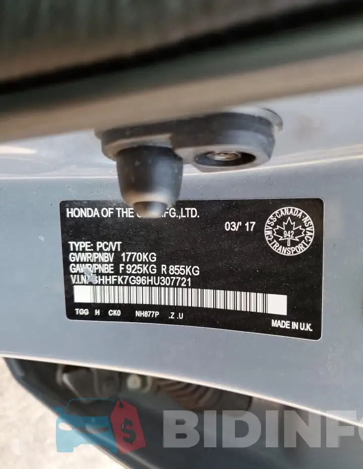 SHHFK7G96HU307721 Photo# 13