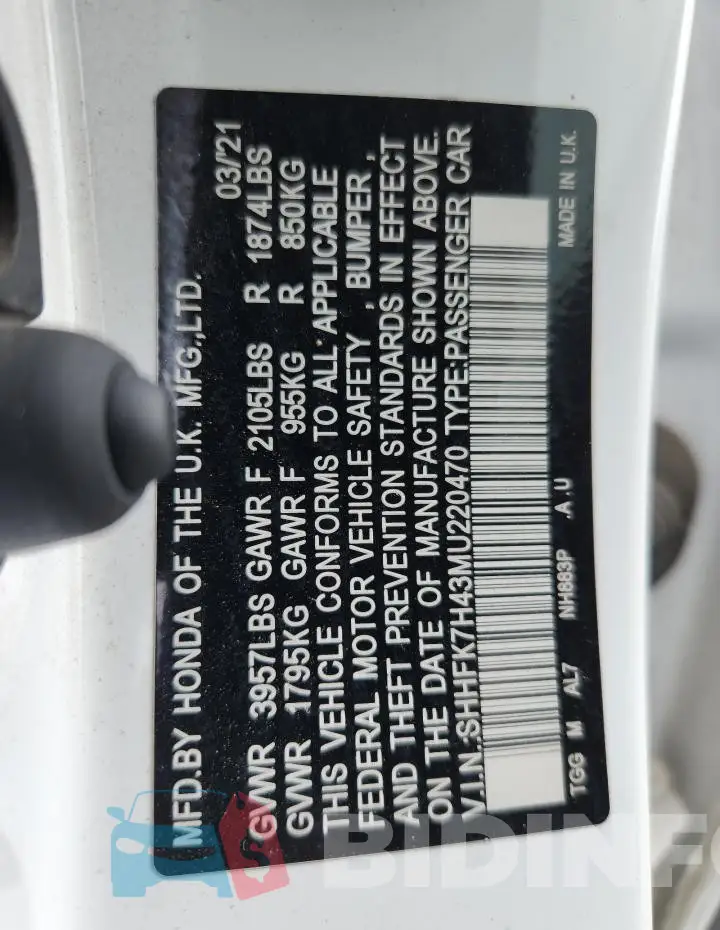 SHHFK7H43MU220470 Photo# 13