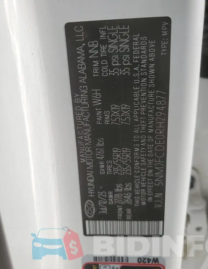 5NMJFCDE0RH294877 Photo# 13