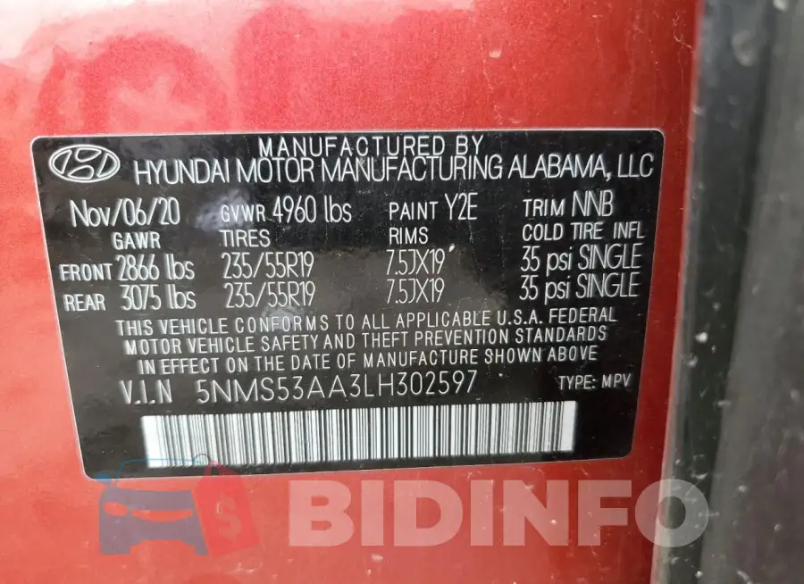 5NMS53AA3LH302597 Photo# 12