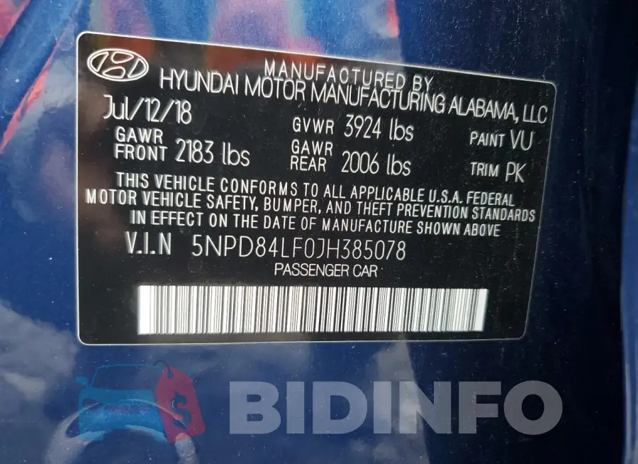 5NPD84LF0JH385078 Photo# 12
